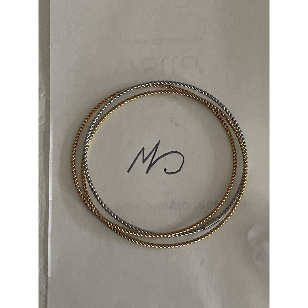 Marsala Tricolor Bangle Bracelet Rose Silver Gold Twist Cable Stainless Steel 18$